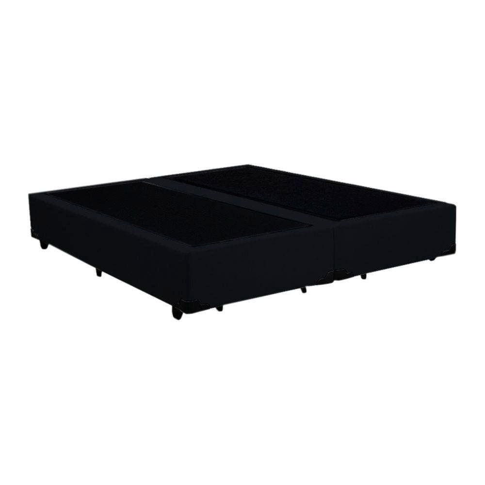 Base Box King Bipartido Suede Preto - 30x198x203