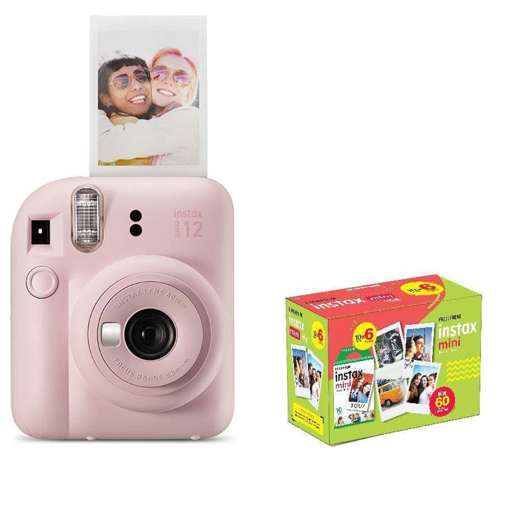 Câmera Instax Mini 12 + Filme De 60 - Kit Exclusivo - Rosa