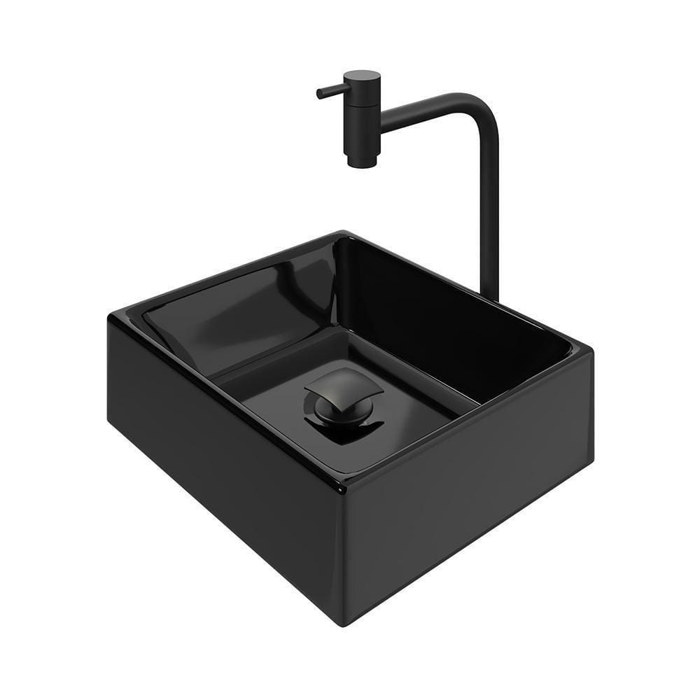 Kit Cuba Tulipa Com Torneira Inox Black Valvula Click Black Preto