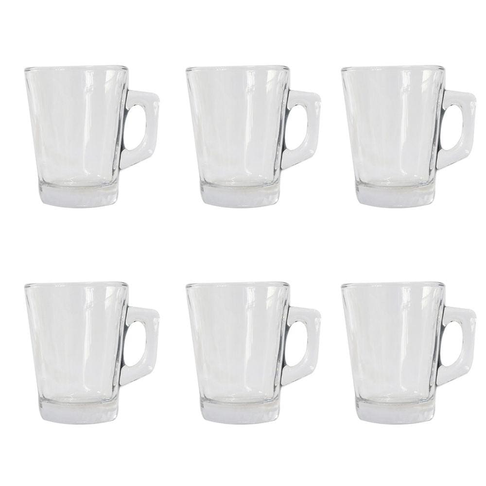 Jogo Com 6 Canecas De Vidro Transparente 90ml
