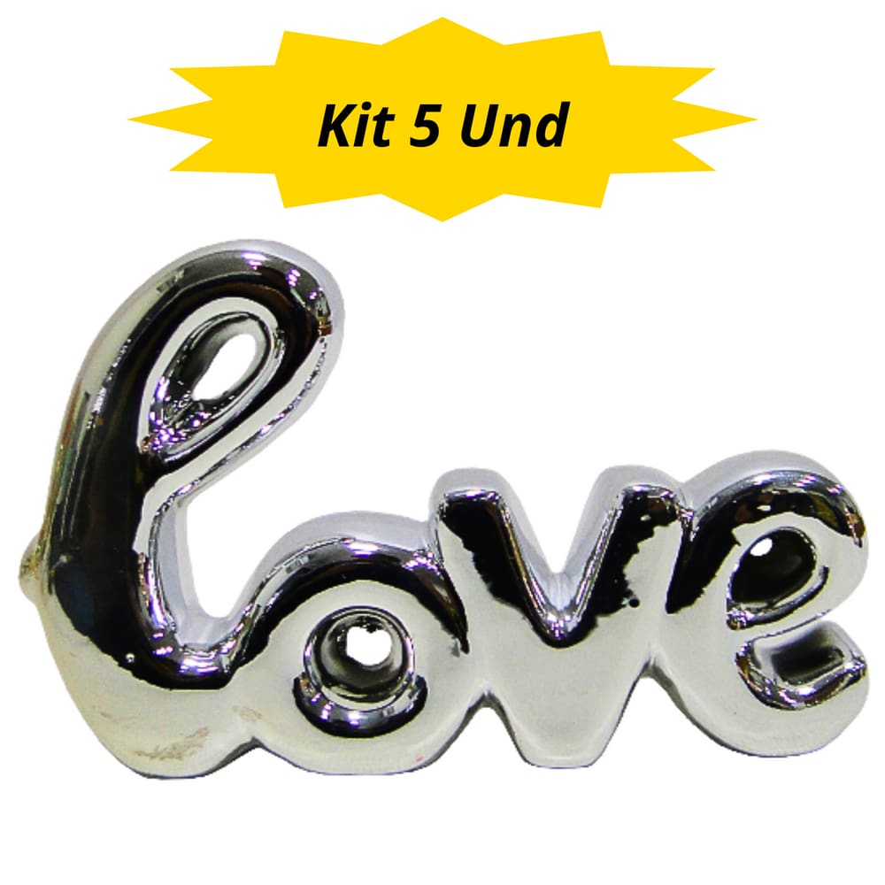 Kit 5 und - Enfeite de Porcelana - Metalizado - Love