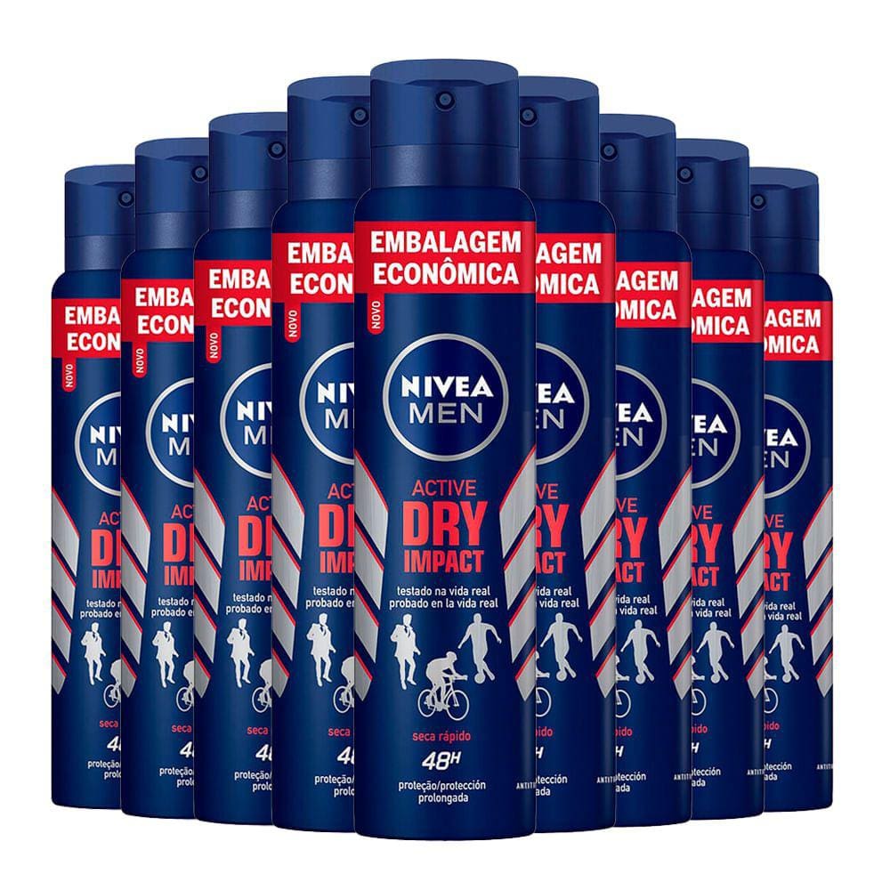 Kit Desodorante Aerosol Nivea Dry Impact For Men 200ml - 9 unidades