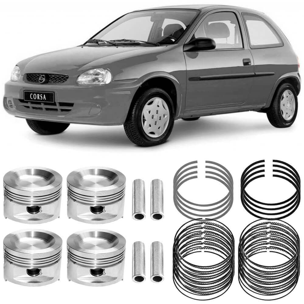 Kit Pistão Anéis 1.00 Corsa 1.0 95 a 99 Gasolina Metal Leve