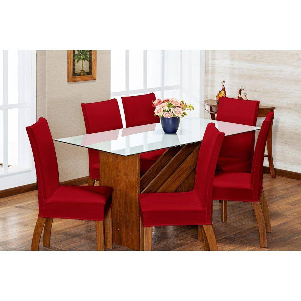 Kit Com 6 Capas P Cadeira De Jantar Malha Gel - Vermelho