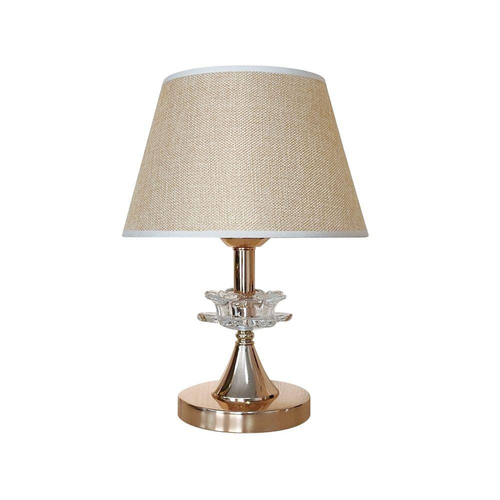 Abajur Base Cromada Plástico Cúpula Em Linho 15x36cm Bivolt