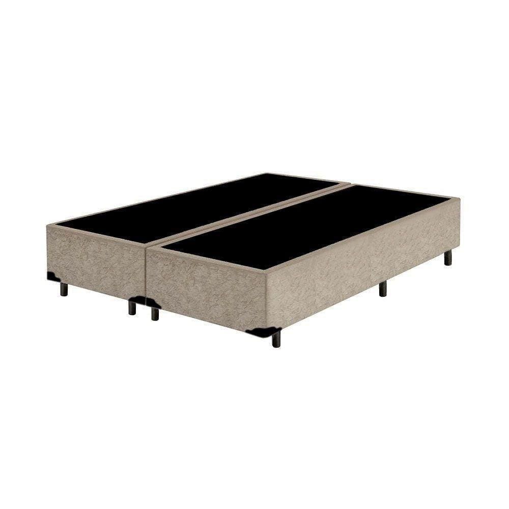 Base Box King Bipartido Sintético Bege - 30x198x203