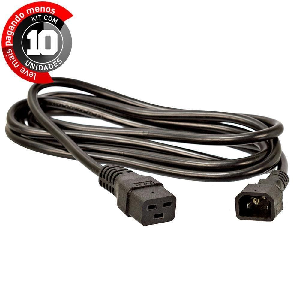 Cabos De Força Extensor Iec C19 14Awg, 5 Mt - Kit 10