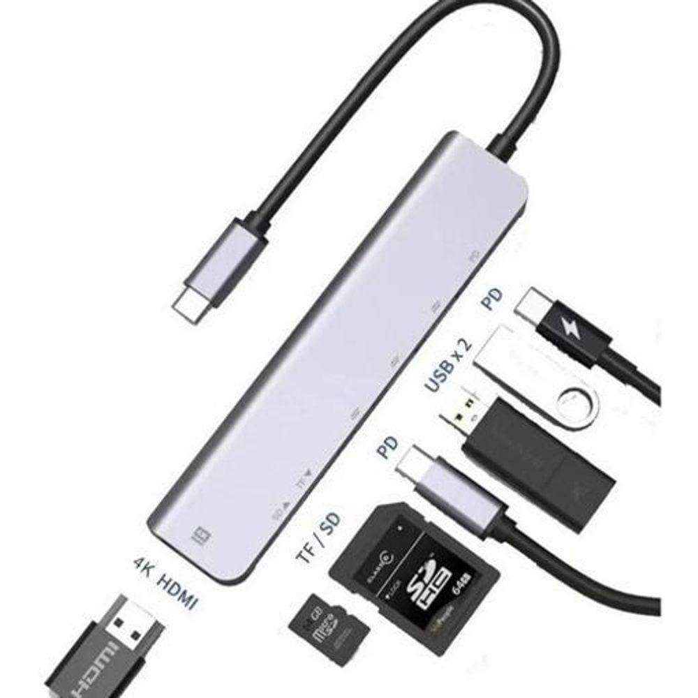 Hub Cabo Adaptador Usb-c 7x1 Premium Tomate MTV-616