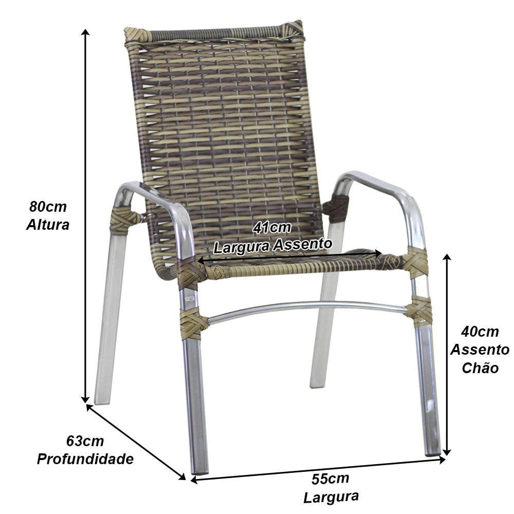 Jogo cadeira em aluminio trama moveis