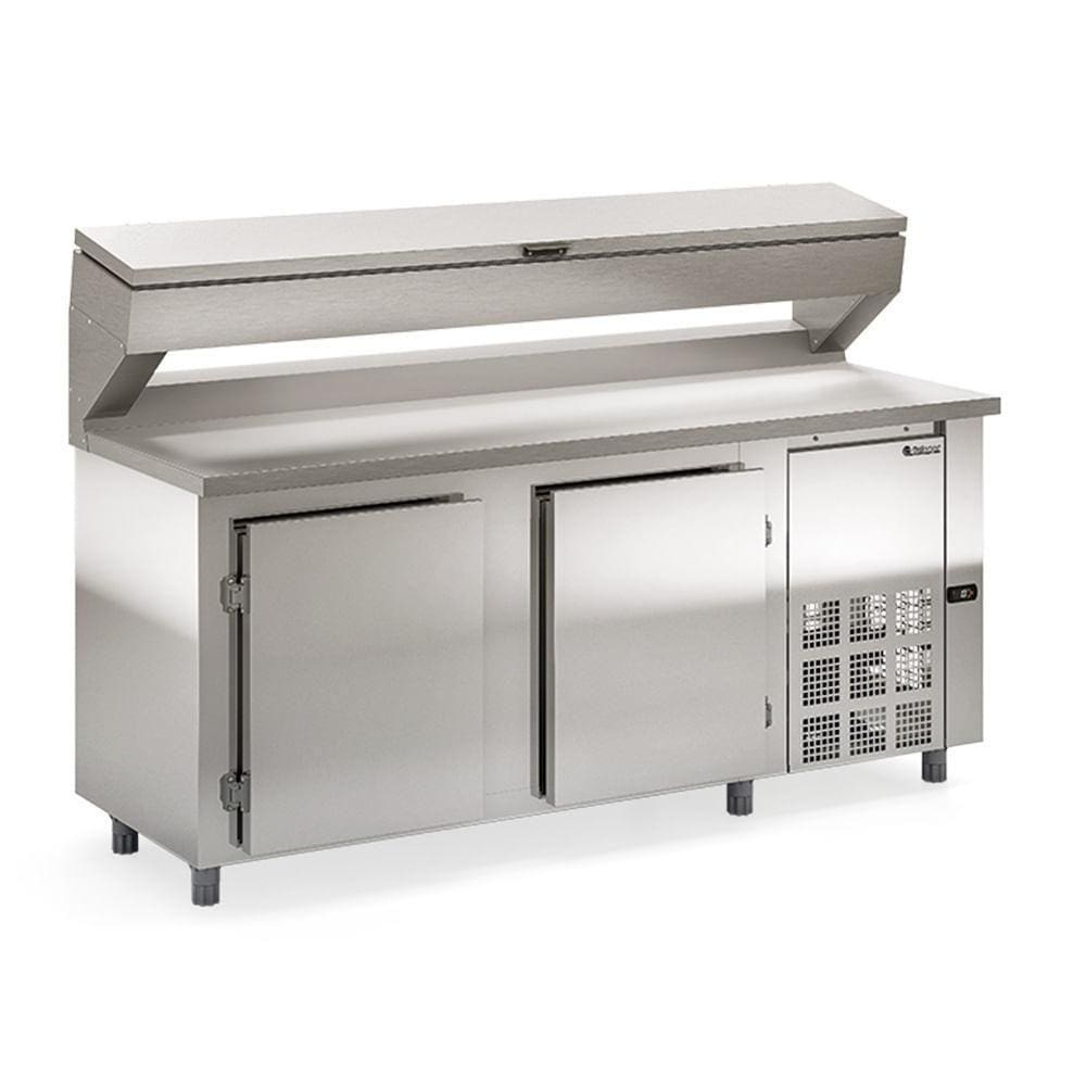 Balcao Refrigerado Condimentador Gbpz200t Inox 2M Tampa Injetada Sem Cubas 220V Gelopar
