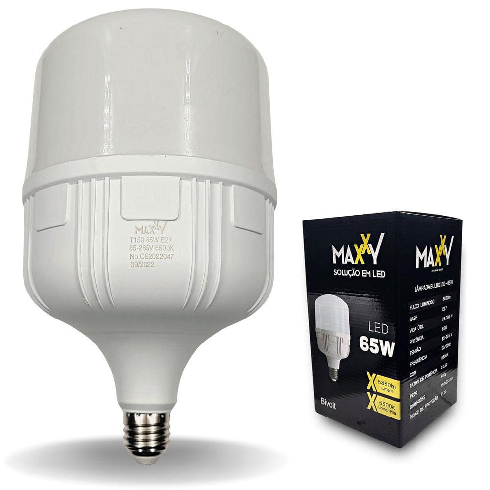 Lâmpada Bulbo LED Maxxy 65W 5850lm E27 Branco Frio 6500K