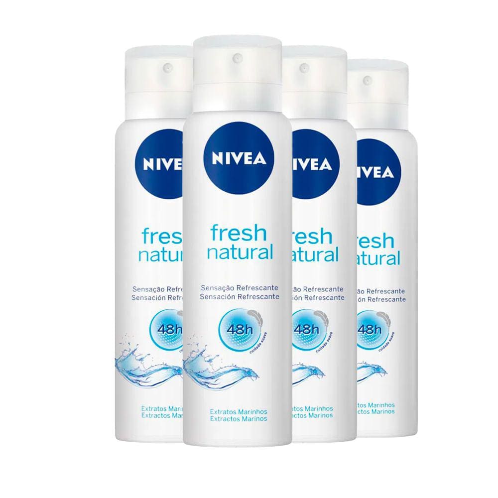Kit Desodorante Aerosol Nivea Fresh Natural 150ml - 4 unidades