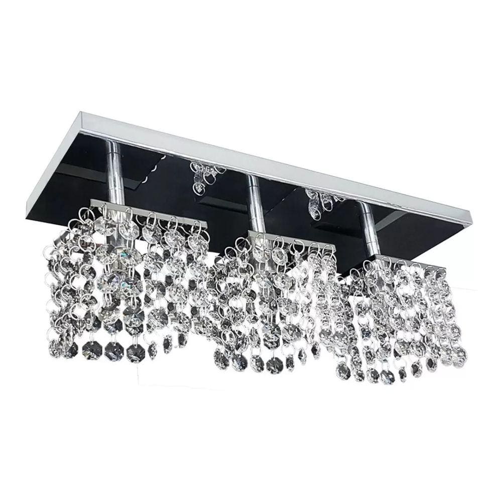 Lustre Plafon Teto Cristais Legítimos K9 3 Cubos Salas