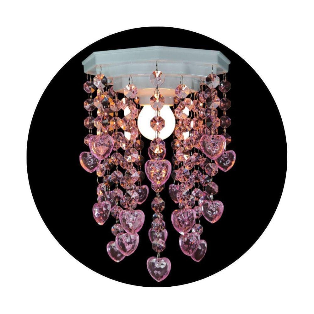Lustre Infantil Moderno com Base e Pingentes Rosa