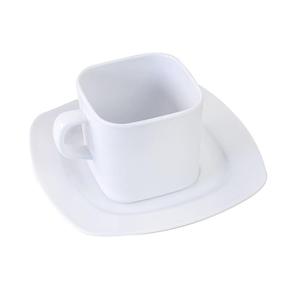 Xicara Com Pires De Melamina Branca 250ml