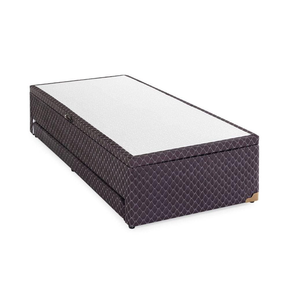 Base Box Baú Solteiro com Colchão Auxiliar 88x188x48cm Detroit Marrom