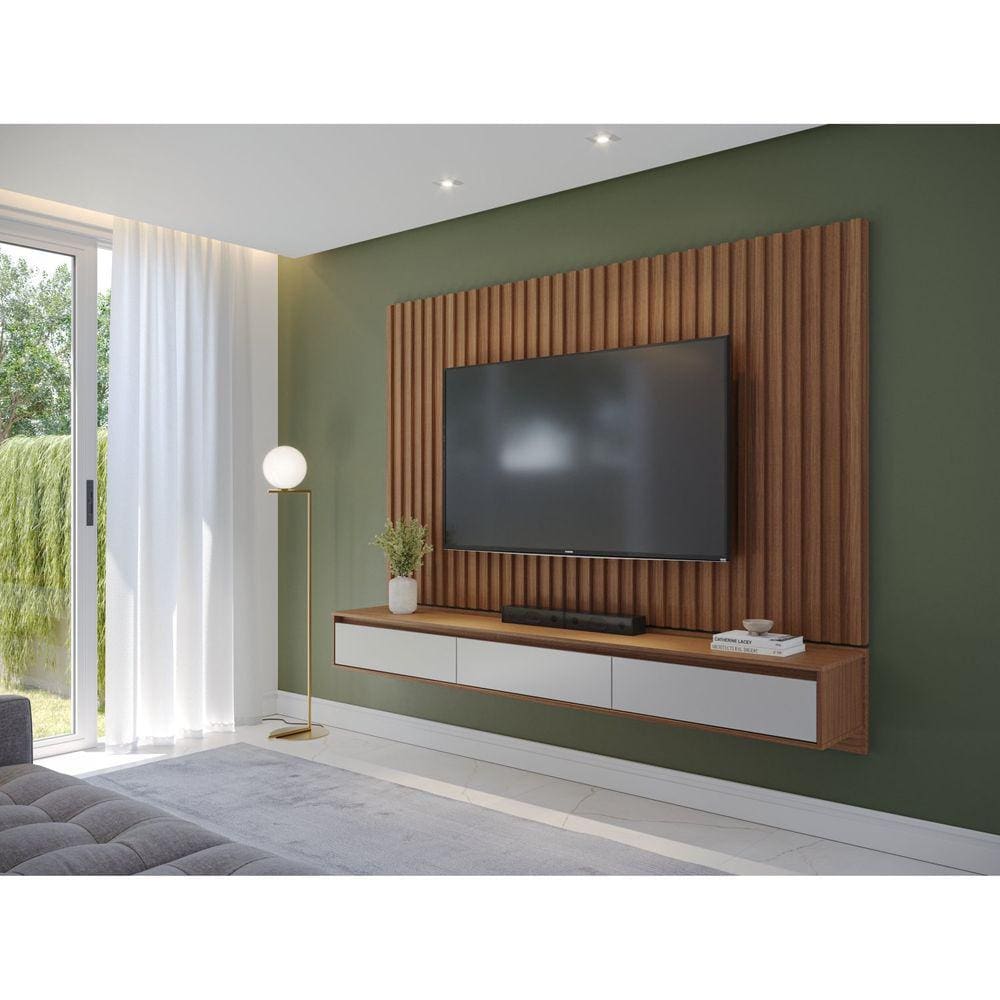 Home Suspenso Ripado para TV até 75 Polegadas Aden 1.8 Marroml/Off White