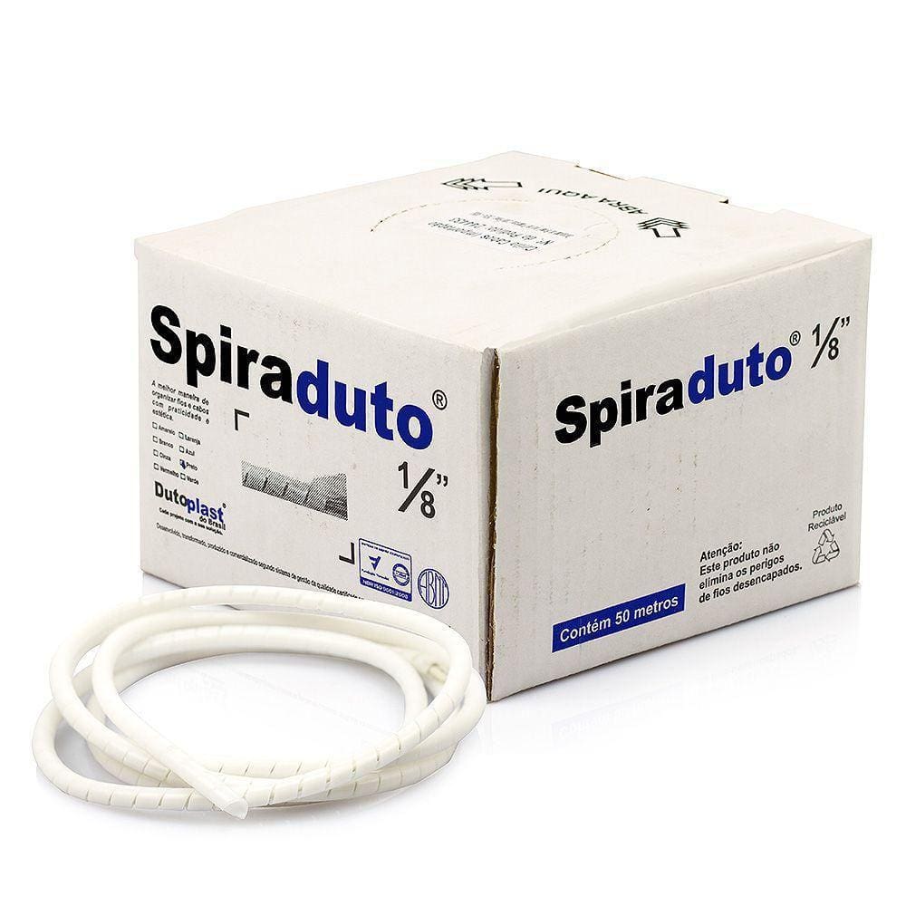 Organizador De Fios E Cabos Spiraduto 1/8 Branco - 40 Mt
