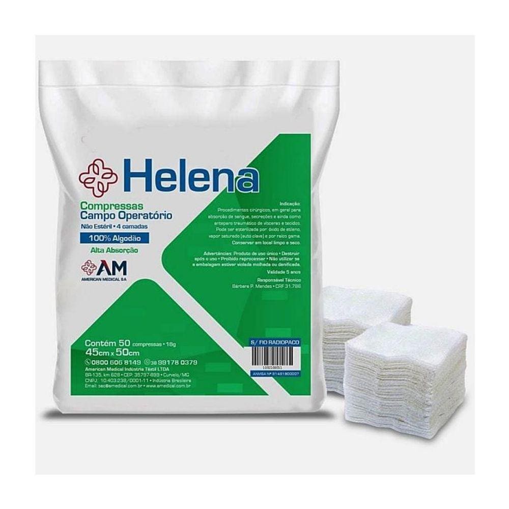 Compressa Gaze com Cadarço Helena - 50 Unidades