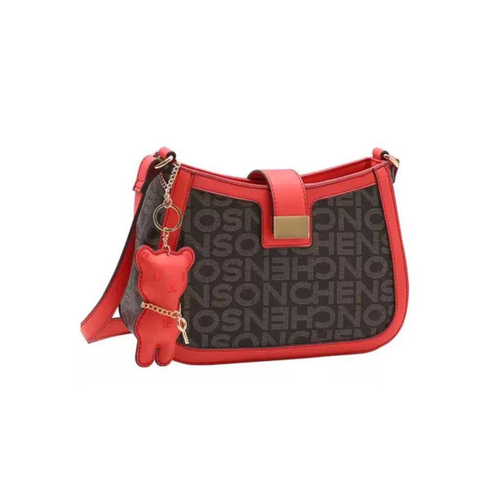 Bolsa Feminina Chenson Monograma Tira Colo Vermelho Café