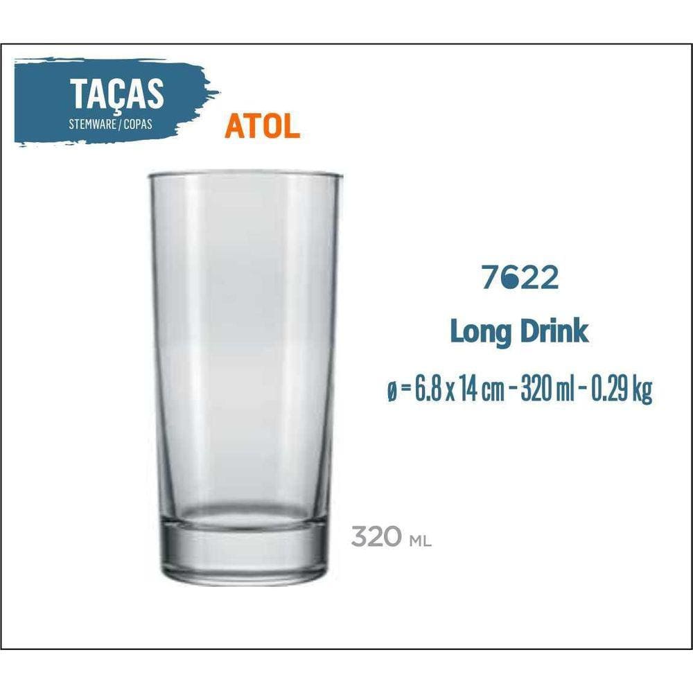 06 Copos Atol 320Ml - Long Drink
