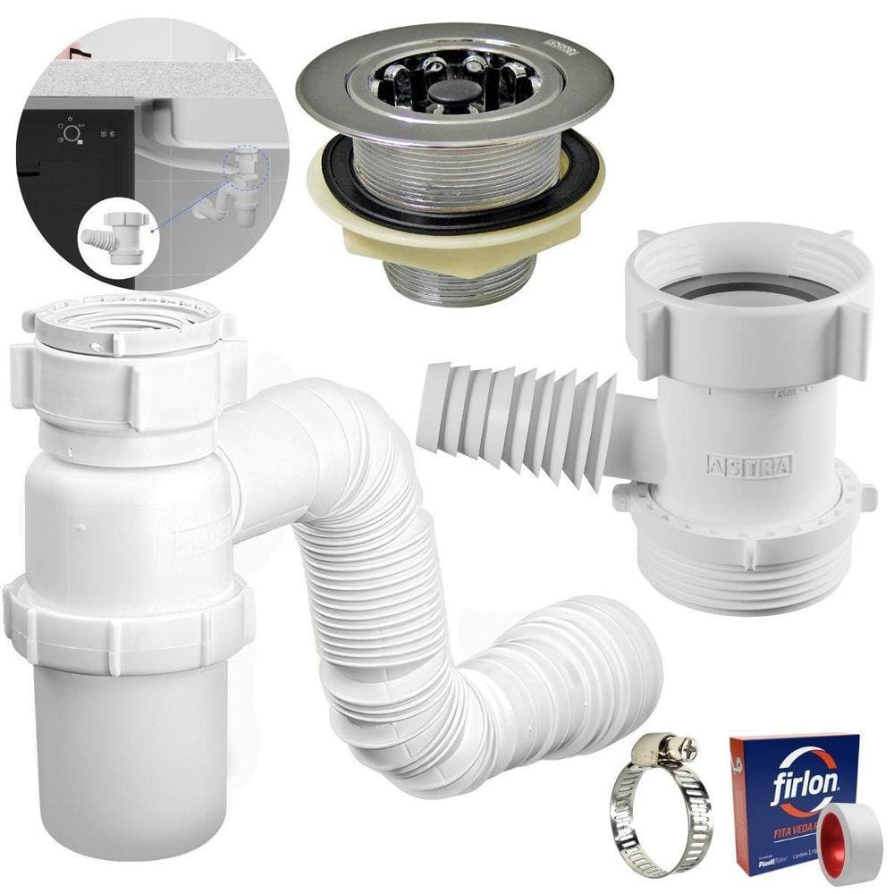 Adaptador Máquina Lavar Louça + Válvula Americana + Sifão