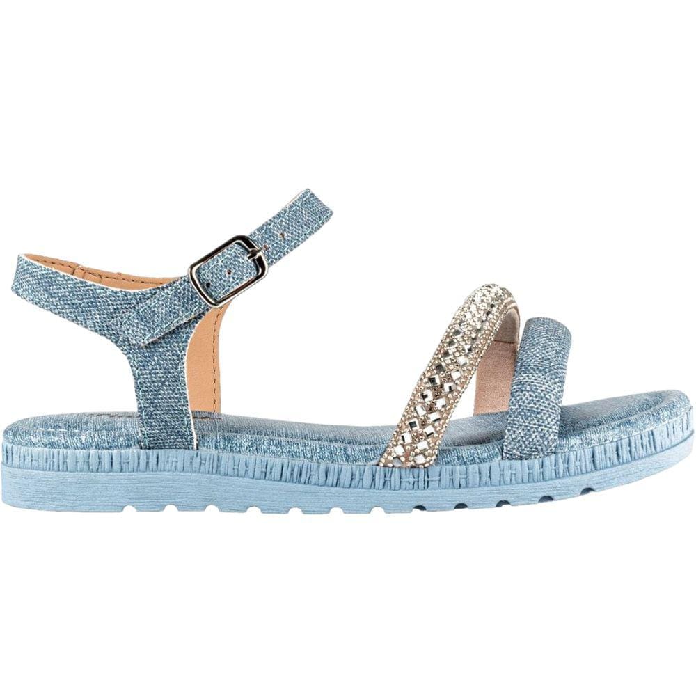 Sandália Infantil Menina Casual Fechamento em Fivela com Pedraria Flatform Pink Cats V3972