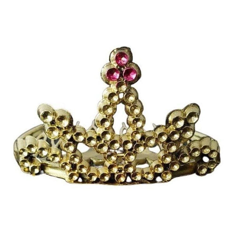 Kit Com 100 Unidades De Mini Coroa De Princesa Dourada Pente