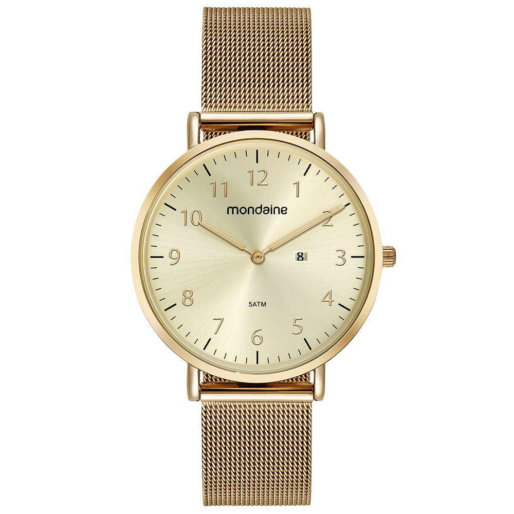 Relógio MONDAINE feminino analógico dourado 32525LPMVDE1