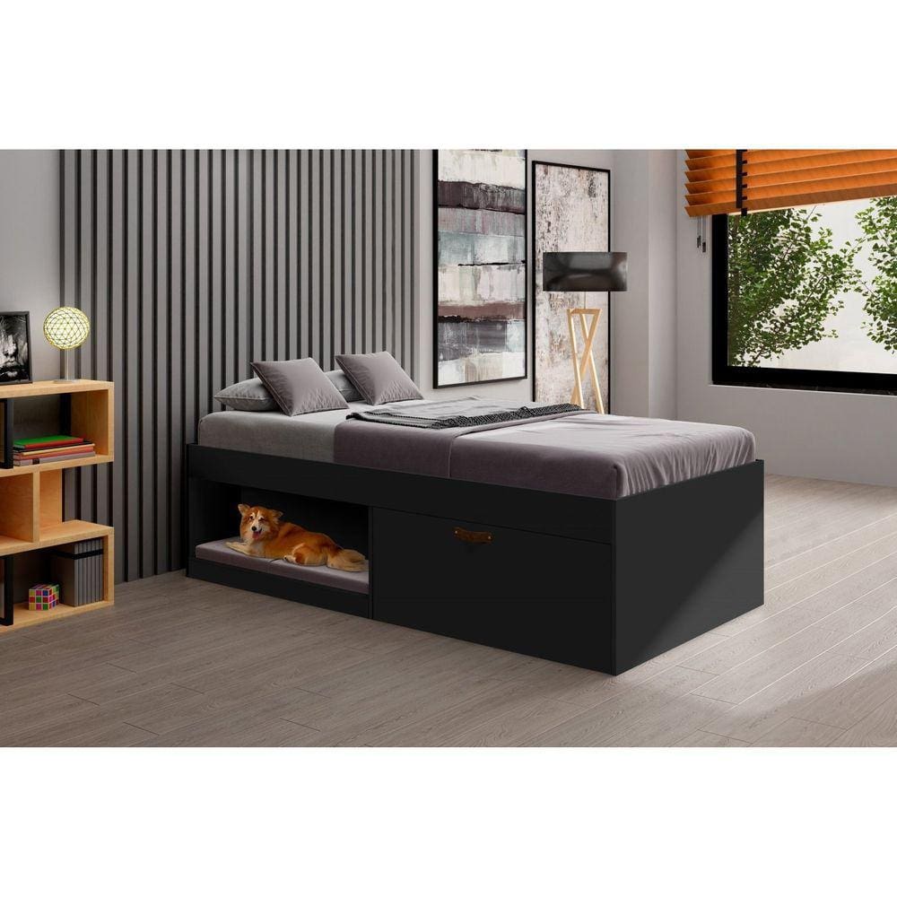 25AW BED J.W. FORD Five fingers – Black Cama Box Solteiro com Sapateira 88cm Laura | Extra