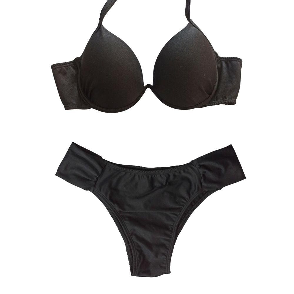 Biquíni feminino preto bojo meia taça com aro inteiro P ao 50