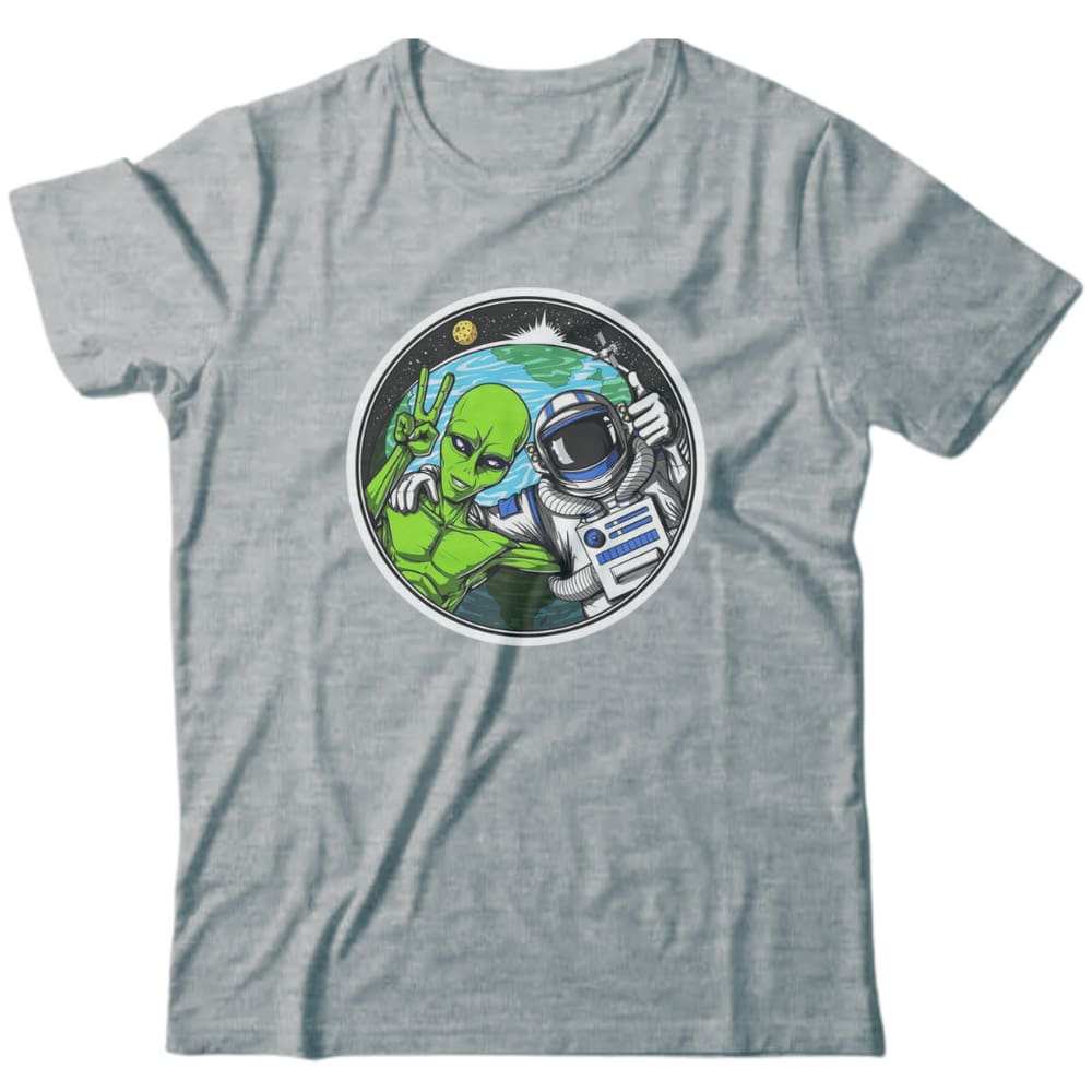 Camiseta algodão ufologia - Selfie no espaço