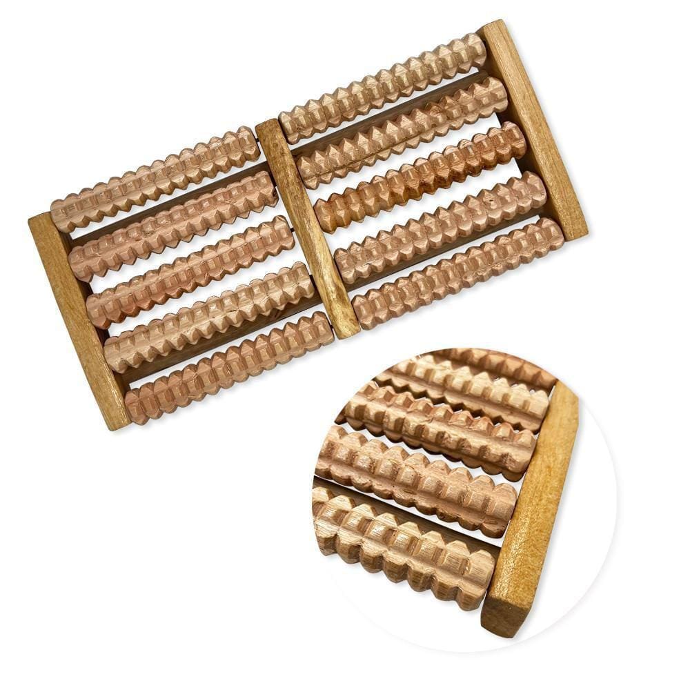 Massageador Dor No Pé Fascite Para Pés Massagem Rolo Madeira