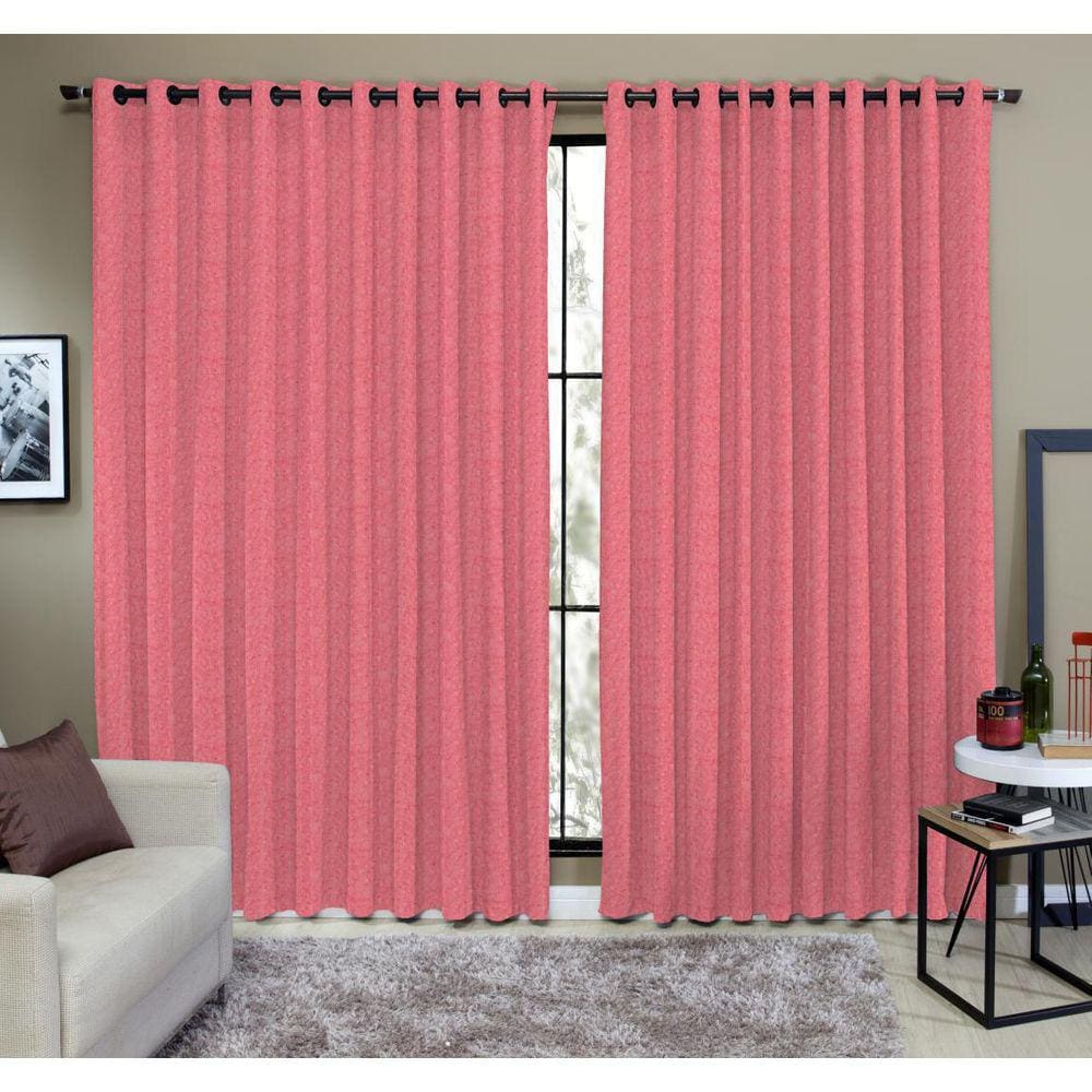 Cortina Tecido Rustico 4,00M X 2,60M Semi Blackout Vermelha