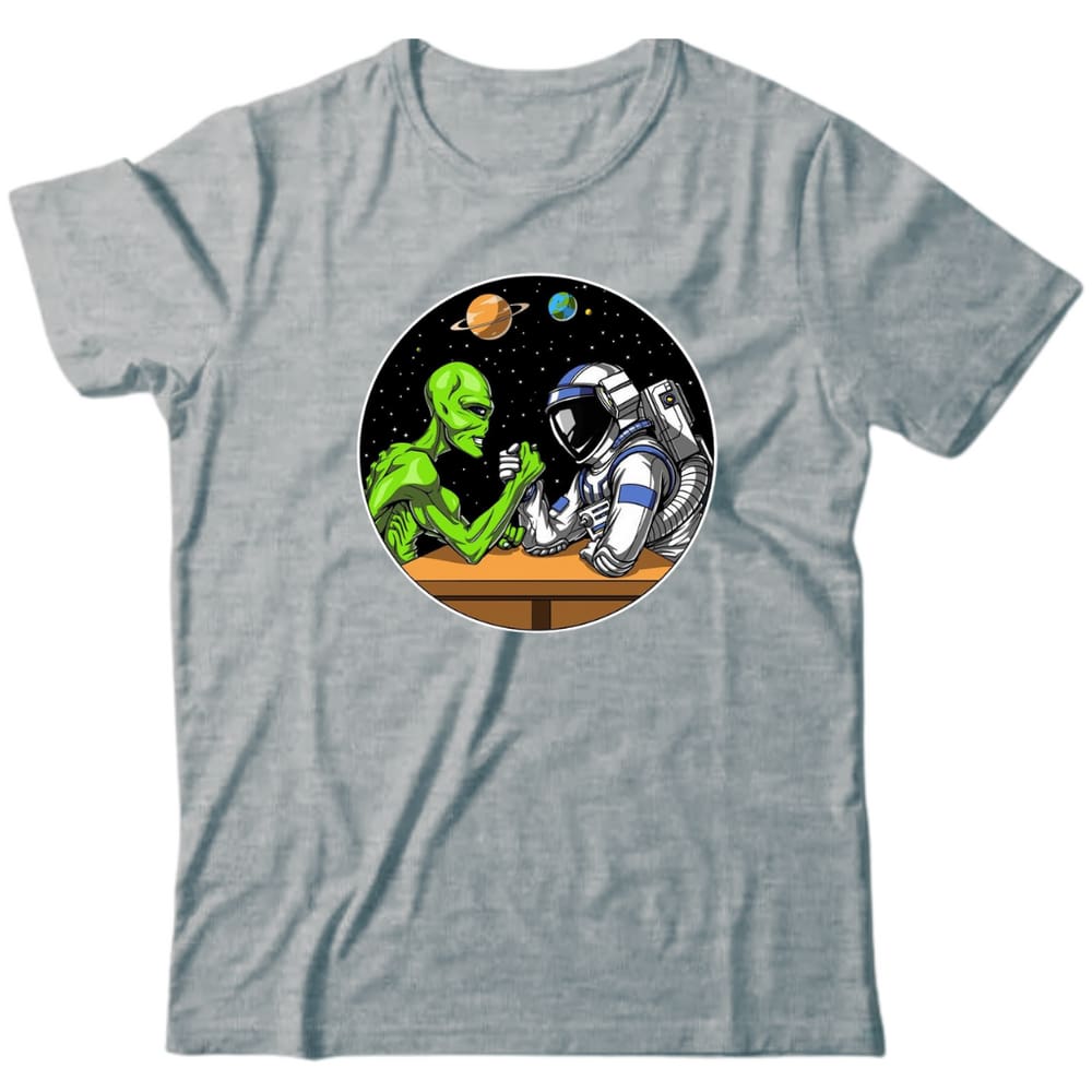 Camiseta algodão ufologia - Alien vs Astronauta