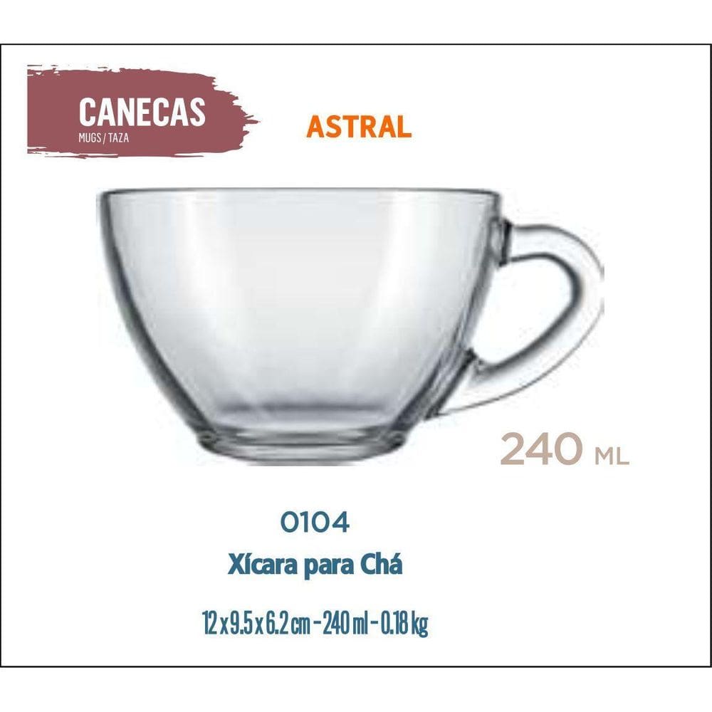 06 Xícaras Astral 240Ml-Café C/Leite Cappuccino Chá