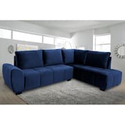 Sofá de Canto 6 Lugares Hellen Suede Velut Azul 205/273 cm