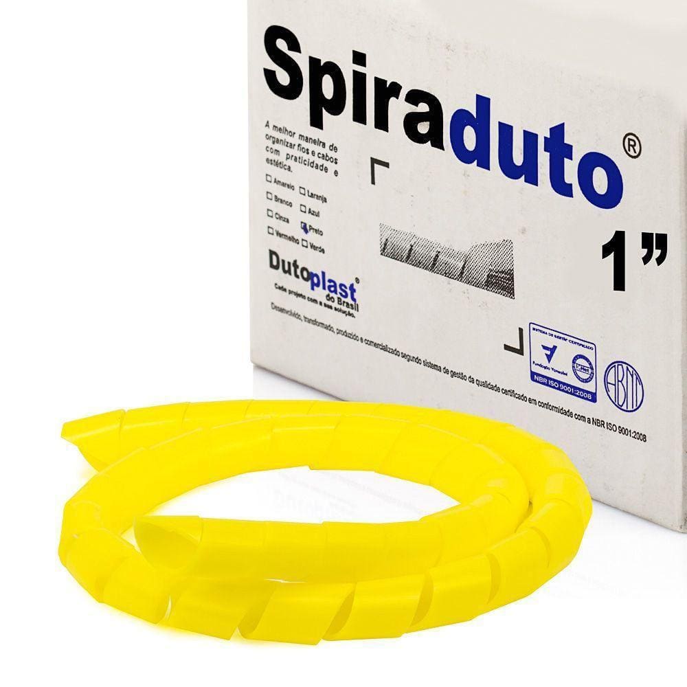 Organizador Fios E Cabos Spiraduto De 1 Amarelo - 25 Mt