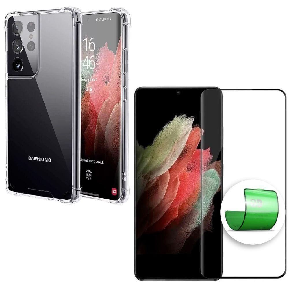 Capa Capinha + Película 9D Cerâmica Samsung S21 Ultra