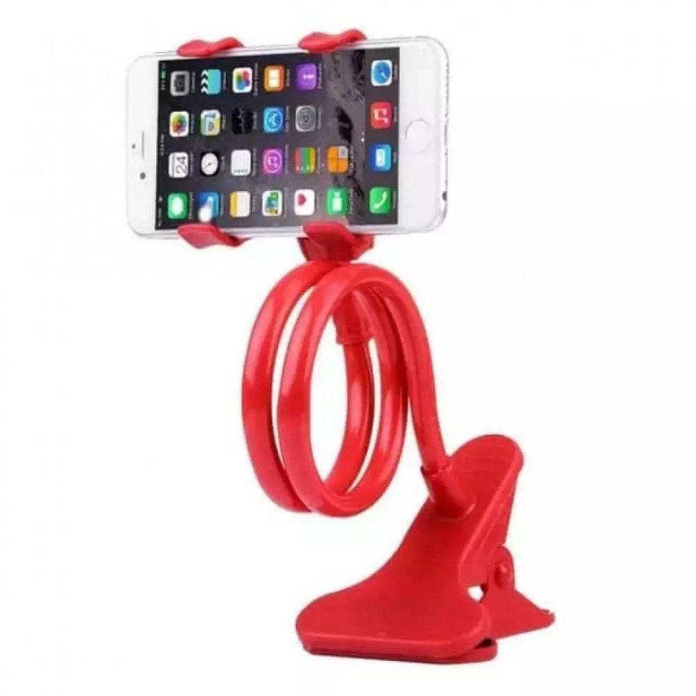 Suporte Celular Universal Flexível Pescoço Ganso Vermelho