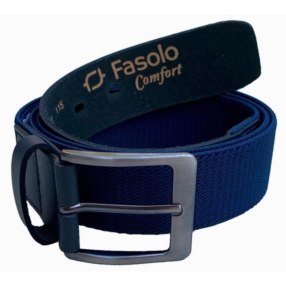 Cinto Masculino Elástico De Couro Fivela Fasolo Marinho 120