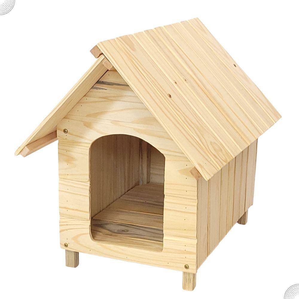 Casinha De Cachorro De Madeira Sem Pintura Simples Grande N4