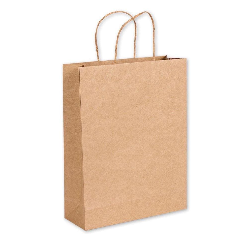 Kit 10 Sacola Papel Kraft Alça M 23,5x10x31,5 cm - Ecológica