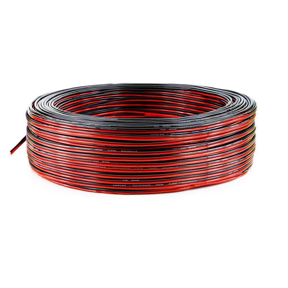 Cabo Polarizado Para Áudio 2X0,75 - Vermelho 50 Metros