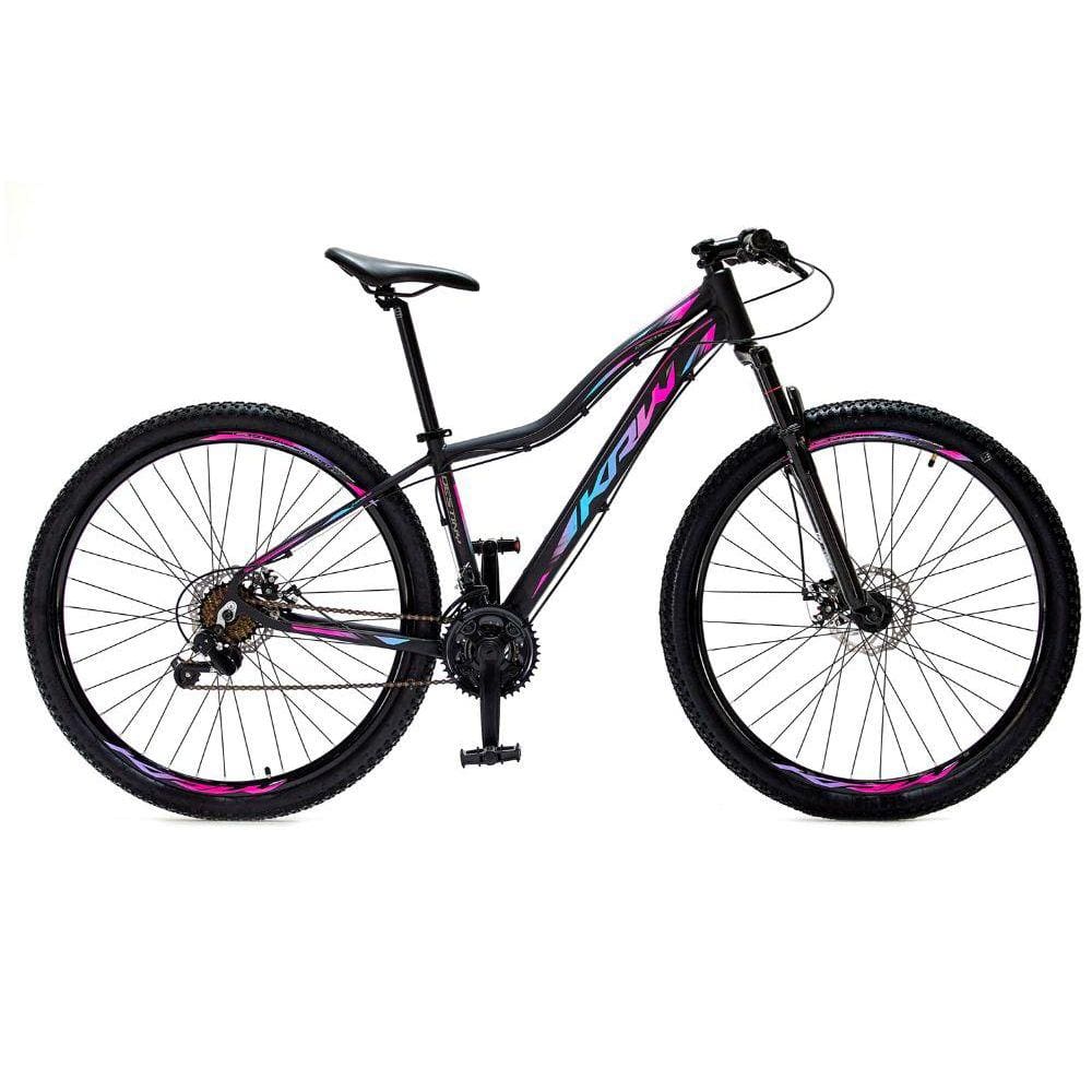 Bicicleta Krw S7 Aro 29 Susp. Dianteira 27 Marchas - Preto/azul/rosa