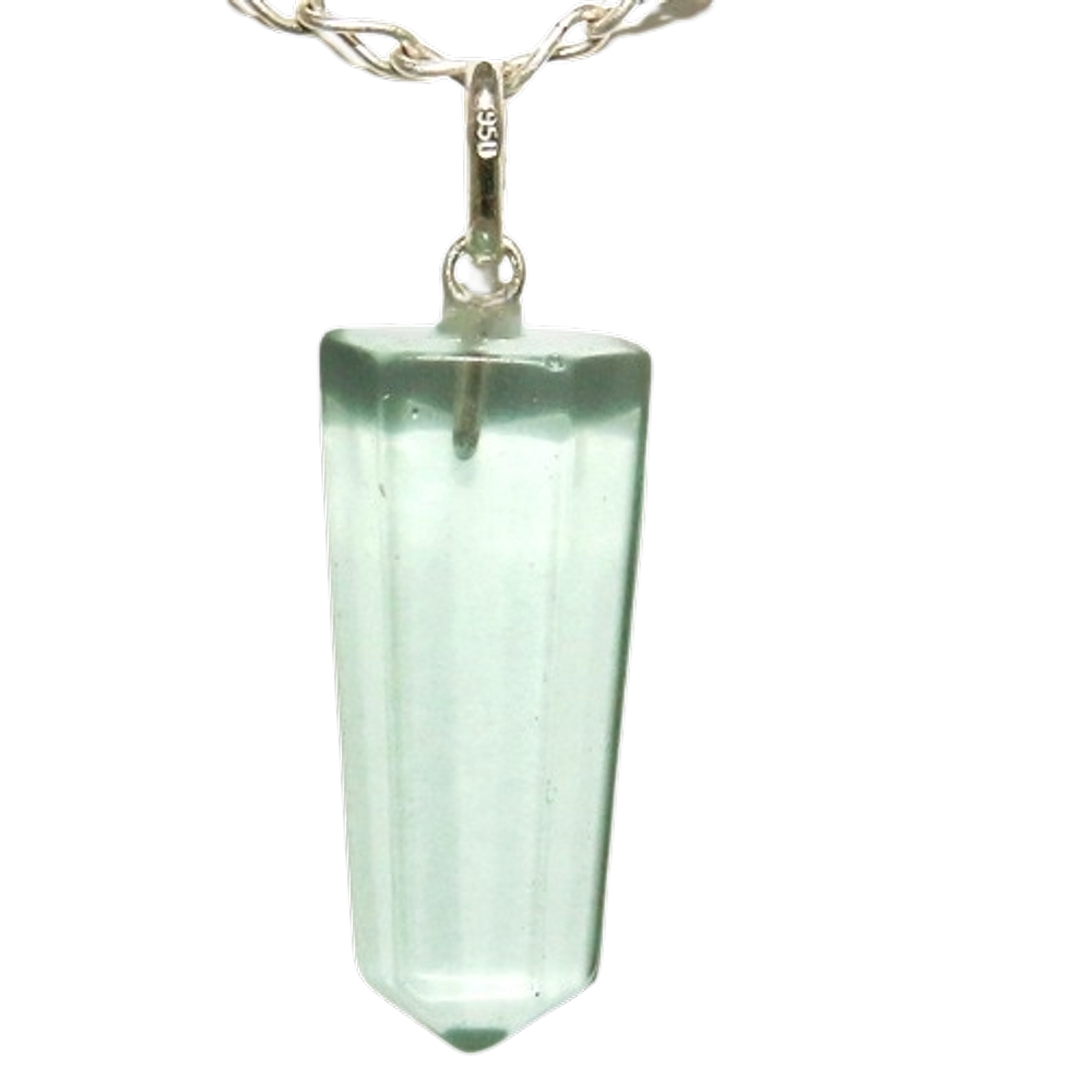 Colar Pontinha Pedra Natural Obsidiana Verde Prata 950