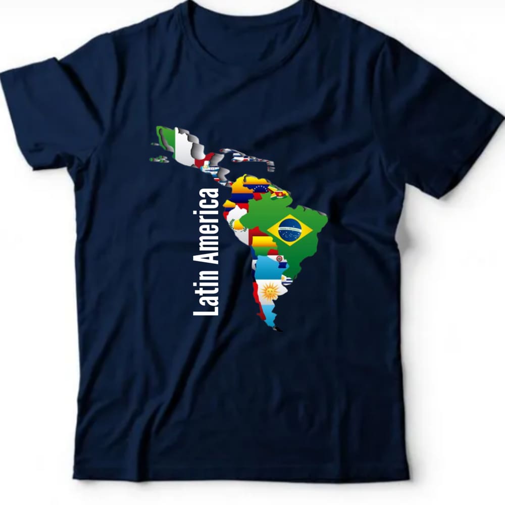 Camiseta algodão geografia -Latin America