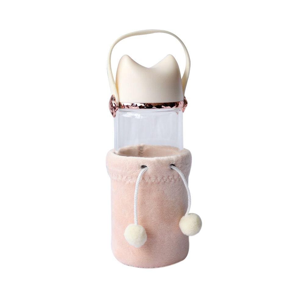Garrafa Vidro Fox Bottle Com Capa Veludo Com Tampa e Alça