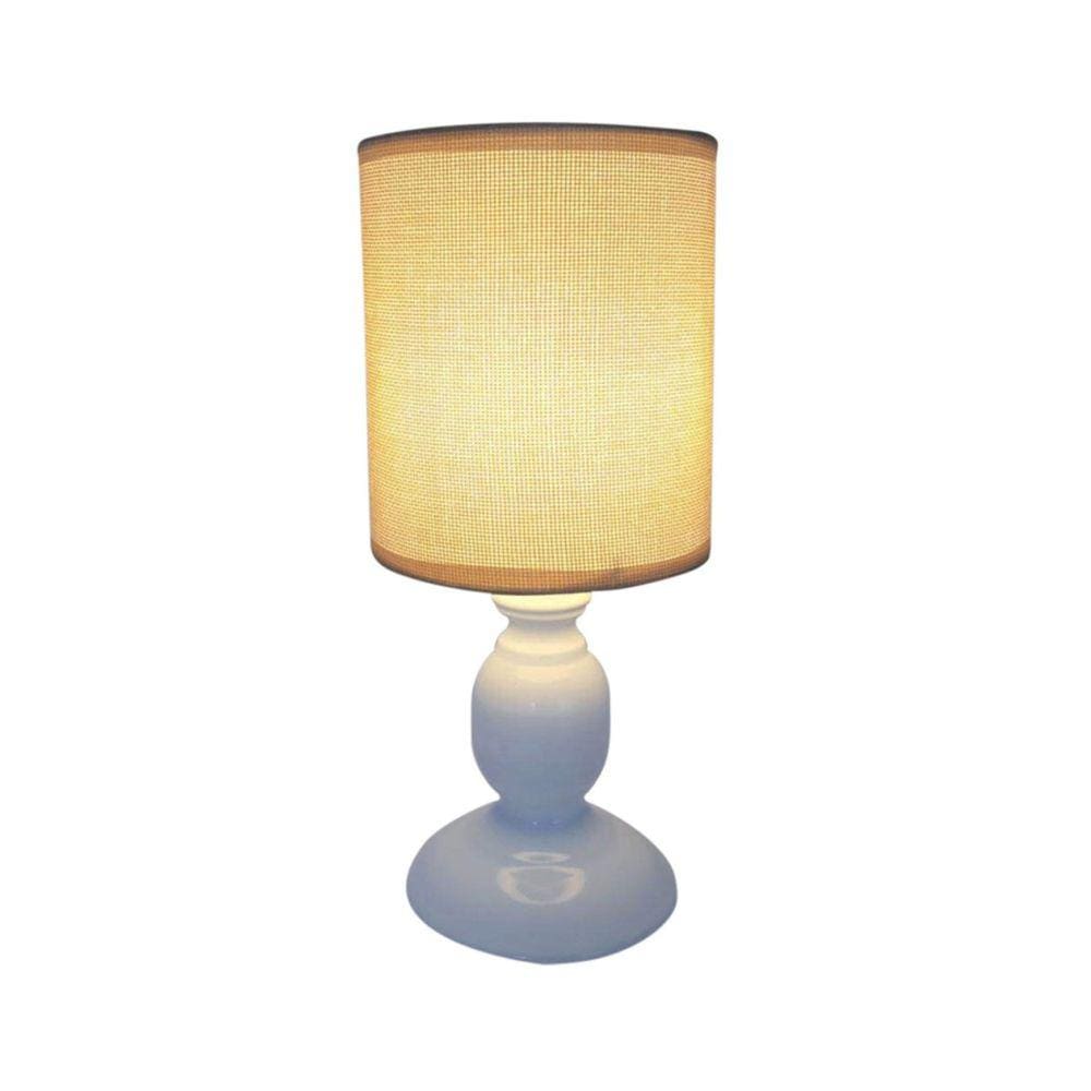 Abajur De Plástico Com Cúpula Em Linho e PVC 28cm Bivolt