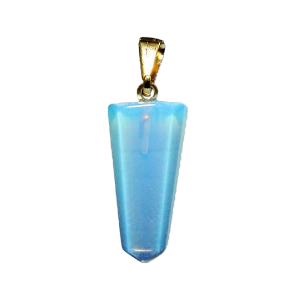 Colar Pontinha Pedra da Lua Opalina Presilha e Pino Dourado